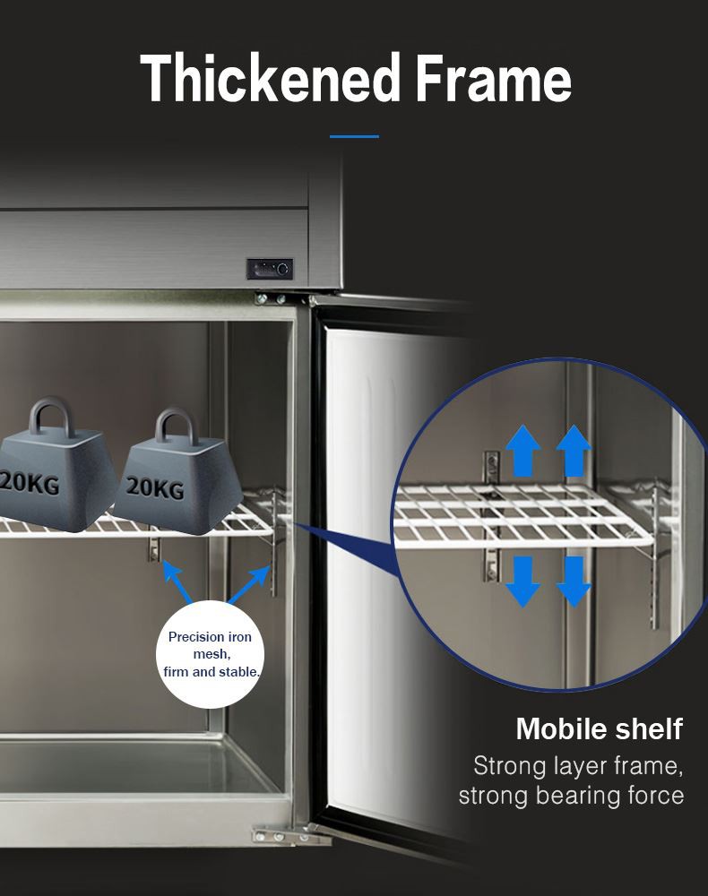 Top Mounted Double Doors Stainless Steel Thickened Frame Freezer