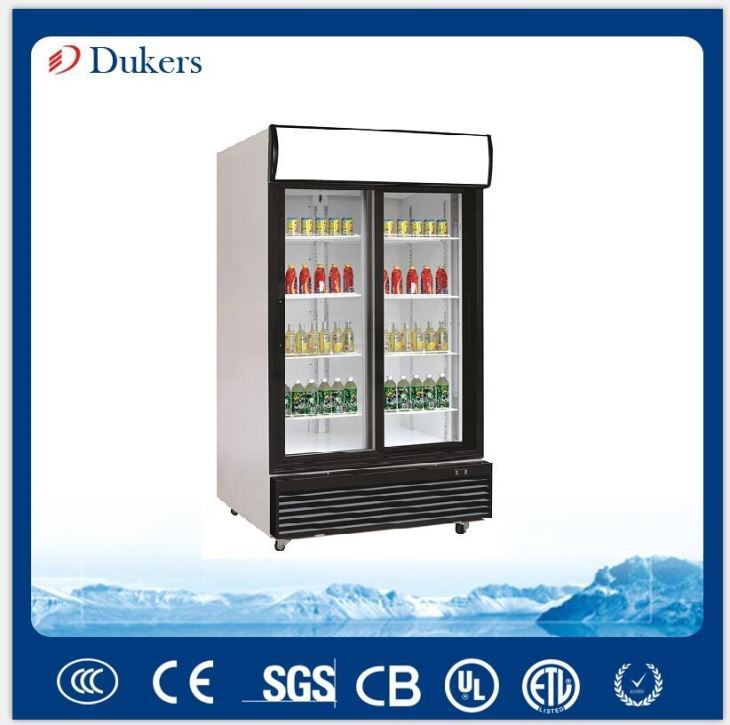 Dukers 1000L Upright Showcase Cooler With Sliding Door