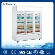 Dukers 3 Doors 1300L Upright Showcase Cooler No Frost Fan Cooling Freezer