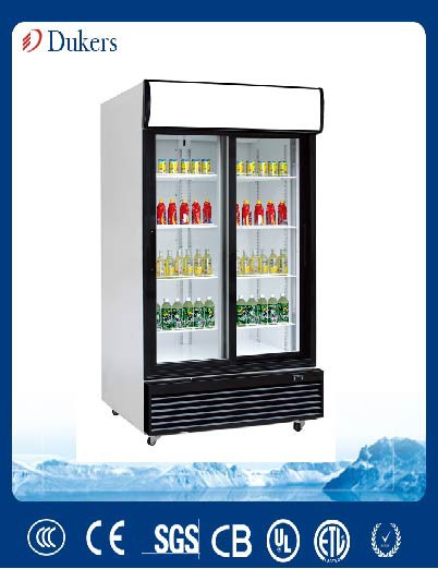 2 Sliding  Doors Fan Cooling  1000L Upright Display Showcase