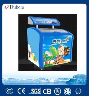 Dukers Small Deep Curved Glass Door Freezer For Sale
